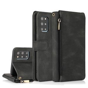 huismerk Voor Samsung Galaxy S20 + Skin-feel Crazy Horse Texture Zipper Wallet Bag Horizontale Flip Leather Case met houder & Kaart Slots & Portemonnee & Lanya