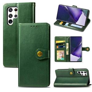 huismerk Voor Samsung Galaxy S22 Ultra 5G Solid Color Leather Buckle Phone Case