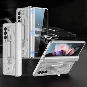 Voor Samsung Galaxy Z Fold3 5G GKK Geïntegreerde Magnetische Armor Flip Phone Case met Houder (Silver)