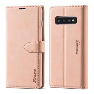 Voor Samsung Galaxy S10+ Forwenw F1-serie Matte Sterke Magnetisme Horizontale Flip Lederen kast met Holder & Card Slots & Wallet & Photo Frame(Rose Go