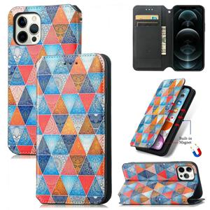 huismerk Colored Drawing Magnetic Horizontal Flip PU Leather Case with Holder & Card Slots & Wallet For iPhone 13 mini(Rhombus Mandala)