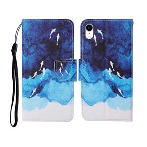 huismerk Voor iPhone XS Max geschilderd patroon horizontale flip Leathe geval (aquarel vis)