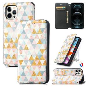 huismerk Gekleurde tekening magnetische horizontale flip pu lederen tas met houder & kaart slots & portefeuille voor iphone 13 mini (Nordic Rhombus)