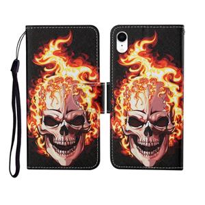 huismerk Voor iPhone XS Max geschilderd patroon horizontale flip Leathe case (flame skull)