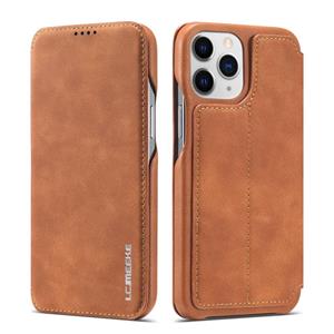 LC.Imeeke Hon Oude Reeks Horizontale Flip Lederen Case met Houder & Card Slot voor iPhone 13 Pro (Brown)