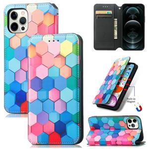 huismerk Colored Drawing Magnetic Horizontal Flip PU Leather Case with Holder & Card Slots & Wallet For iPhone 13 mini(Color Honeycomb)