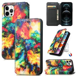 huismerk Gekleurde tekening magnetische horizontale flip pu lederen geval met houder en kaart slots &portemonnee voor iPhone 13 (kleur cloud)