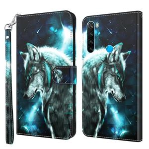 huismerk Voor Xiaomi Redmi Note 8 2021 3D-schilderpatroon TPU + PU lederen telefoonhoes (Wolf)