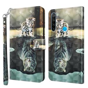 huismerk Voor Xiaomi Redmi Note 8 2021 3D-schilderpatroon TPU + PU lederen telefoonhoes (Cat Tiger)