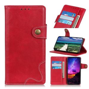 huismerk For Samsung Galaxy S22 5G S-Type Stitching Calf Texture Leather Phone Case(Red)