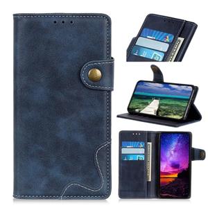 huismerk For Samsung Galaxy S22 5G S-Type Stitching Calf Texture Leather Phone Case(Blue)