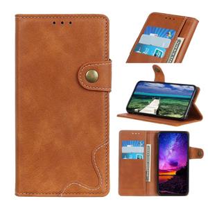 huismerk For Samsung Galaxy S22 5G S-Type Stitching Calf Texture Leather Phone Case(Brown)