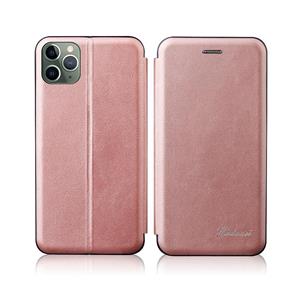 huismerk For iPhone 13 Pro Max Integrated Voltage Retro Texture Magnetic TPU+PU Leather Case with Card Slot & Holder(Rose Gold)