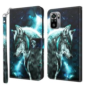 huismerk Voor Xiaomi Redmi Note 10 / 10s 3D Painting Pattern TPU + PU lederen telefoonhoes (Wolf)