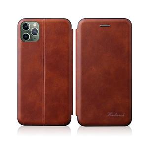 huismerk For iPhone 13 Pro Max Integrated Voltage Retro Texture Magnetic TPU+PU Leather Case with Card Slot & Holder(Brown)