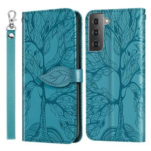 huismerk Voor Samsung Galaxy S21 5G Life of Tree Embossing Patroon Horizontale Flip Lederen Case met Houder & Kaart Slot & Portemonnee & Photo Frame & Lanyard