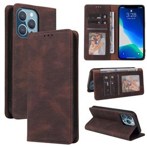 huismerk Simple Suction Closure Horizontal Flip Leather Case with Holder & Card Slot & Wallet For iPhone 13 Pro Max(Brown)