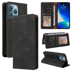 huismerk Simple Suction Closure Horizontal Flip Leather Case with Holder & Card Slot & Wallet For iPhone 13 Pro(Black)