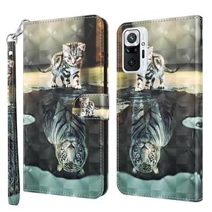 huismerk Voor Xiaomi Redmi Note 10 PRO / 10 PRO MAX 3D Painting Pattern TPU + PU lederen telefoonhoes (Cat Tiger)