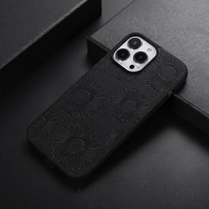 huismerk Zonnebloempatroon PU+TPU+PC SHOCKPOBLE TELEFOONS COSE VOOR iPhone 13 Pro Max (Black)