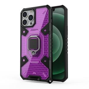 huismerk Space PC+TPU Ring Holder Protective Case For iPhone 13 Pro Max(Purple)