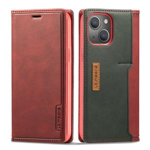 LC.IMEEKE LC-001 Series PU + TPU Color Matching Frosted Horizontal Flip Leather Case with Holder & Card Slot For iPhone 13 mini(Red)