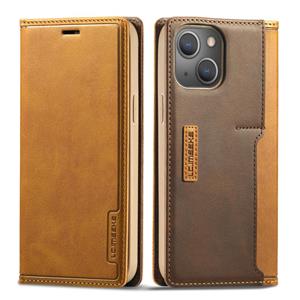 LC.IMEEKE LC-001 Series PU + TPU Color Matching Frosted Horizontal Flip Leather Case with Holder & Card Slot For iPhone 13 mini(Brown)