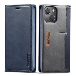 LC.IMEEKE LC-001 Series PU + TPU Color Matching Frosted Horizontal Flip Leather Case with Holder & Card Slot For iPhone 13 mini(Blue)