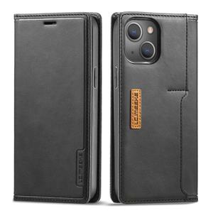 LC.IMEEKE LC-001 Series PU + TPU Color Matching Frosted Horizontal Flip Leather Case with Holder & Card Slot For iPhone 13 mini(Black)