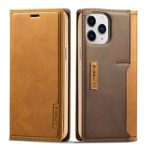 LC.IMEEKE LC-001 Series PU + TPU Color Matching Frosted Horizontal Flip Leather Case with Holder & Card Slot For iPhone 13 Pro(Brown)