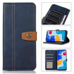 huismerk Stitching Thread Calf Texture Leather Phone Case For iPhone 13(Blue)