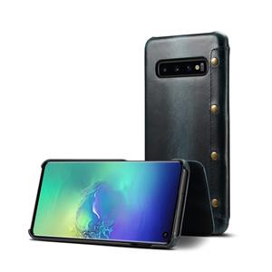 denior Olie Wax Top-graan koeienhuid horizontale Flip lederen case voor Galaxy S10e met kaartsleuven & portemonnee (blauw)