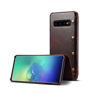 denior Olie Wax Top-graan koeienhuid horizontale Flip lederen case voor Galaxy S10e met kaartsleuven & portemonnee (rood)