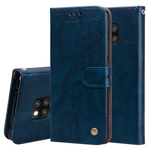 Huismerk Business stijl olie Wax textuur horizontale Flip lederen case voor Huawei mate 20 Pro met houder & kaartsleuven & portemonnee (blauw)
