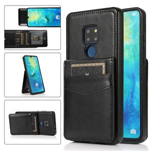 huismerk Voor Huawei Mate 20 Solid Color PC + TPU beschermhoes met houder en kaartsleuven (zwart)