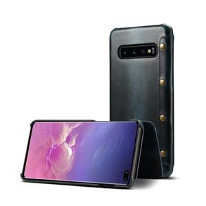 denior Olie Wax Top-graan koeienhuid horizontale Flip lederen case voor Galaxy S10 PLUS met kaartsleuven & portemonnee (blauw)