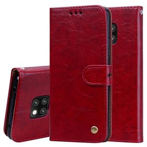 Huismerk Business stijl olie Wax textuur horizontale Flip lederen case voor Huawei mate 20 Pro met houder & kaartsleuven & portemonnee (rood)