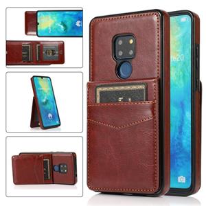 huismerk Voor Huawei Mate 20 Solid Color PC + TPU beschermhoes met houder en kaartsleuven (bruin)