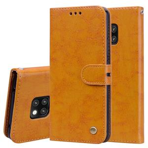 Huismerk Business stijl olie Wax textuur horizontale Flip lederen case voor Huawei mate 20 Pro met houder & kaartsleuven & portemonnee (bruin)
