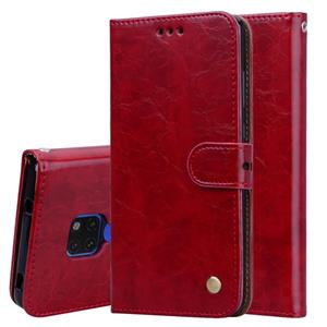Huismerk Business stijl olie Wax textuur horizontale Flip lederen case voor Huawei mate 20 met houder & kaartsleuven & portemonnee (rood)