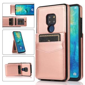 huismerk Voor Huawei Mate 20 Solid Color PC + TPU beschermhoes met houder en kaartsleuven (rose goud)