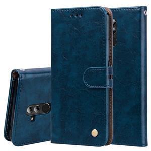 Huismerk Business stijl olie Wax textuur horizontale Flip lederen case voor Huawei mate 20 lite met houder & kaartsleuven & portemonnee (blauw)