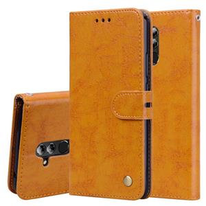 Huismerk Business stijl olie Wax textuur horizontale Flip lederen case voor Huawei mate 20 lite met houder & kaartsleuven & portemonnee (bruin)