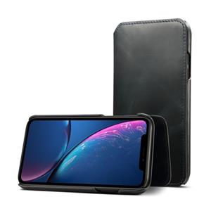 denior Olie Wax Top-graan koeienhuid horizontale Flip lederen case voor iPhone XR met kaartsleuven & portemonnee (blauw)