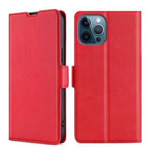 huismerk Ultra-dunne spanning Side Buckle PU + TPU Horizontale Flip Leren Case met Houder & Card Slot voor iPhone 13 Pro Max