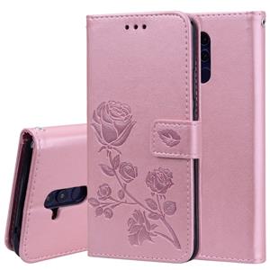Huismerk Rose reliëf horizontale Flip PU lederen draagtas voor Huawei mate 20 lite met houder & kaartsleuven & portemonnee (Rose goud)