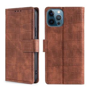 huismerk Huid voelt krokodil textuur magnetische sluiting horizontale flip pu lederen tas met houder & kaart slots & portemonnee voor iphone 13 pro