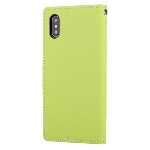 huismerk iPhone X horizontaal Kruis structuur PU leren GOOSPERY FANCY DIARY Flip Hoesje met houder en opbergruimte voor pinpassen & geld (groen)