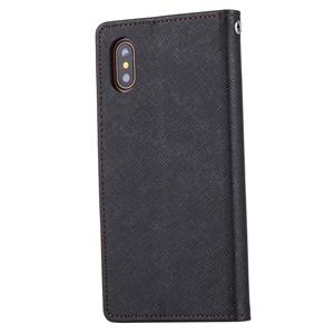 huismerk iPhone X horizontaal Kruis structuur PU leren GOOSPERY FANCY DIARY Flip Hoesje met houder en opbergruimte voor pinpassen & geld (grijs)