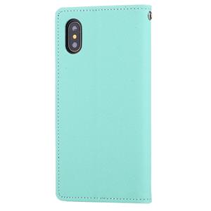 huismerk iPhone X horizontaal Kruis structuur PU leren GOOSPERY FANCY DIARY Flip Hoesje met houder en opbergruimte voor pinpassen & geld (mint groen)